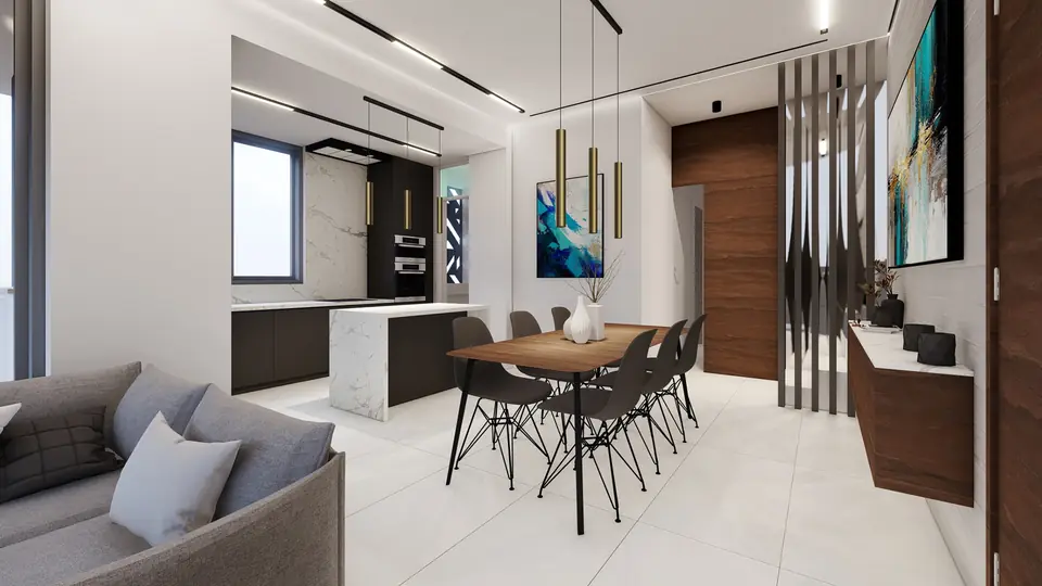 Dining area flowing into the kitchen
