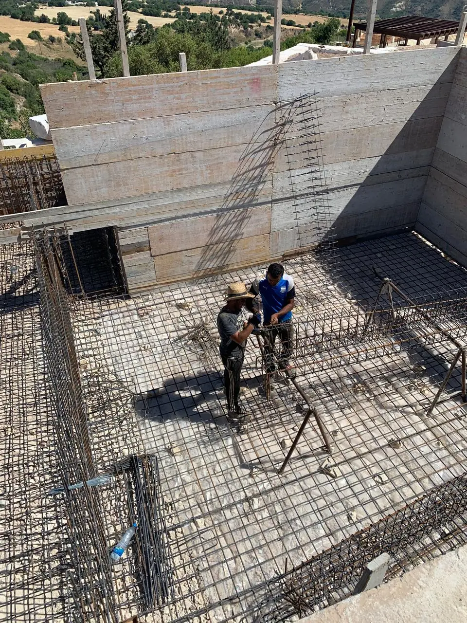 Hillside stone villa, Paphos villages: Pool shell reinforcement
